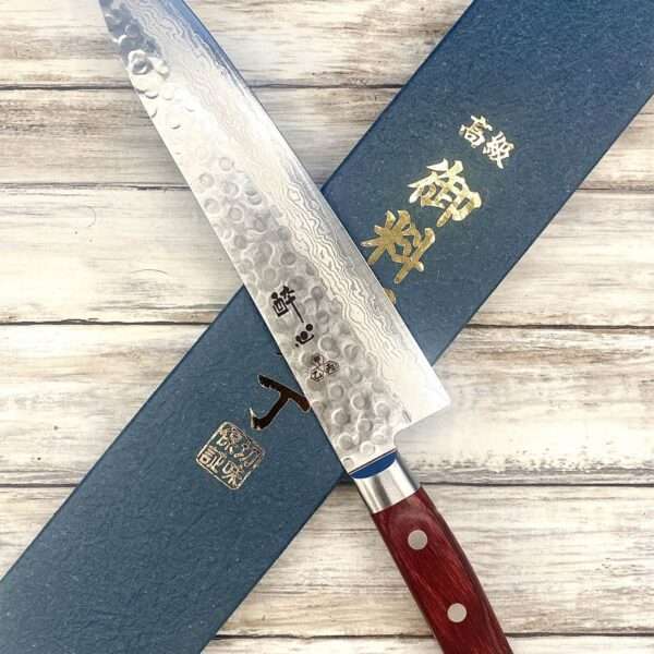 couteau Japonais suisin santoku vg10 damascus wine 18 cm