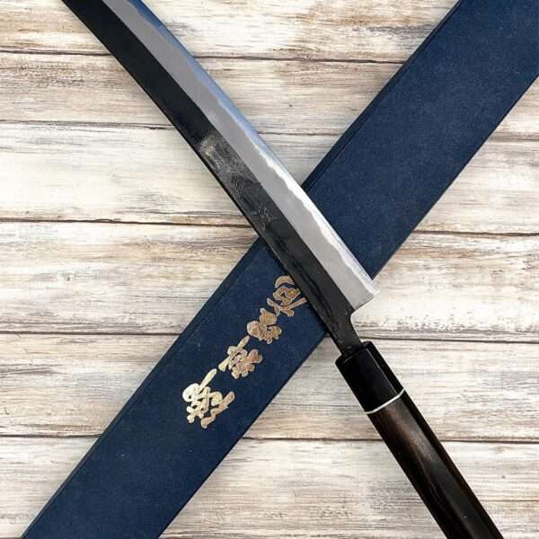 Acheter un Couteau artisanal Japonais Sujihiki Aogami#1 Kurouchi à Paris meilleur vente de couteaux de cuisine nippon grande marque de qualité