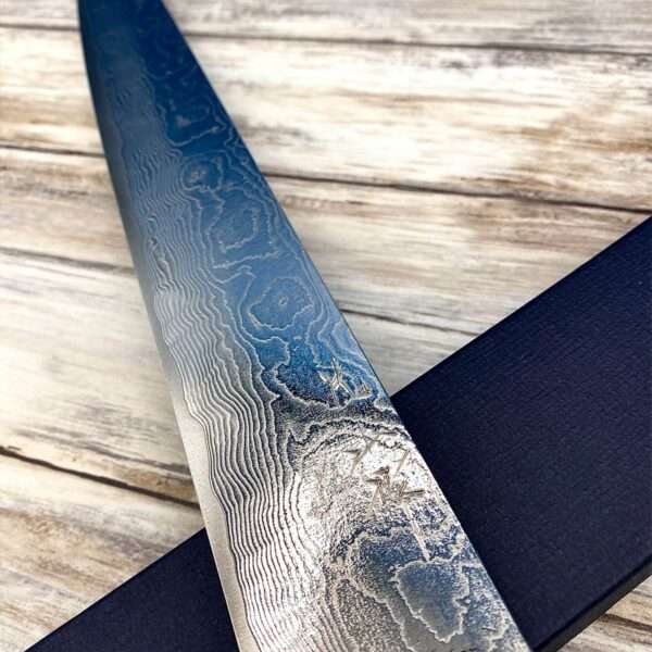 Acheter un Couteau artisanal Japonais Yuta Katayama Sujihiki damas diamanté manche en bois à Paris large choix de couteaux de cuisine grande marque